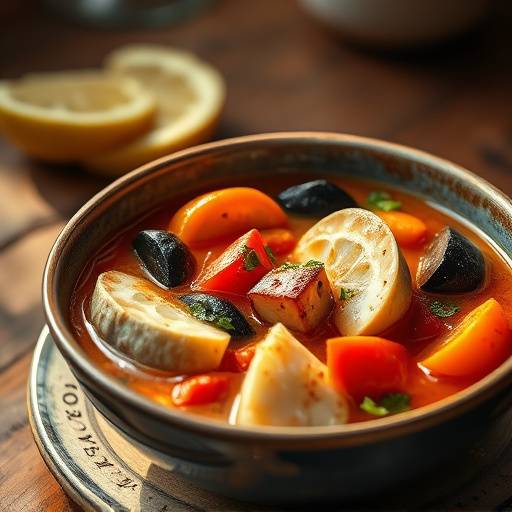 Un bol de bouillabaisse, une soupe de poisson riche et colorée